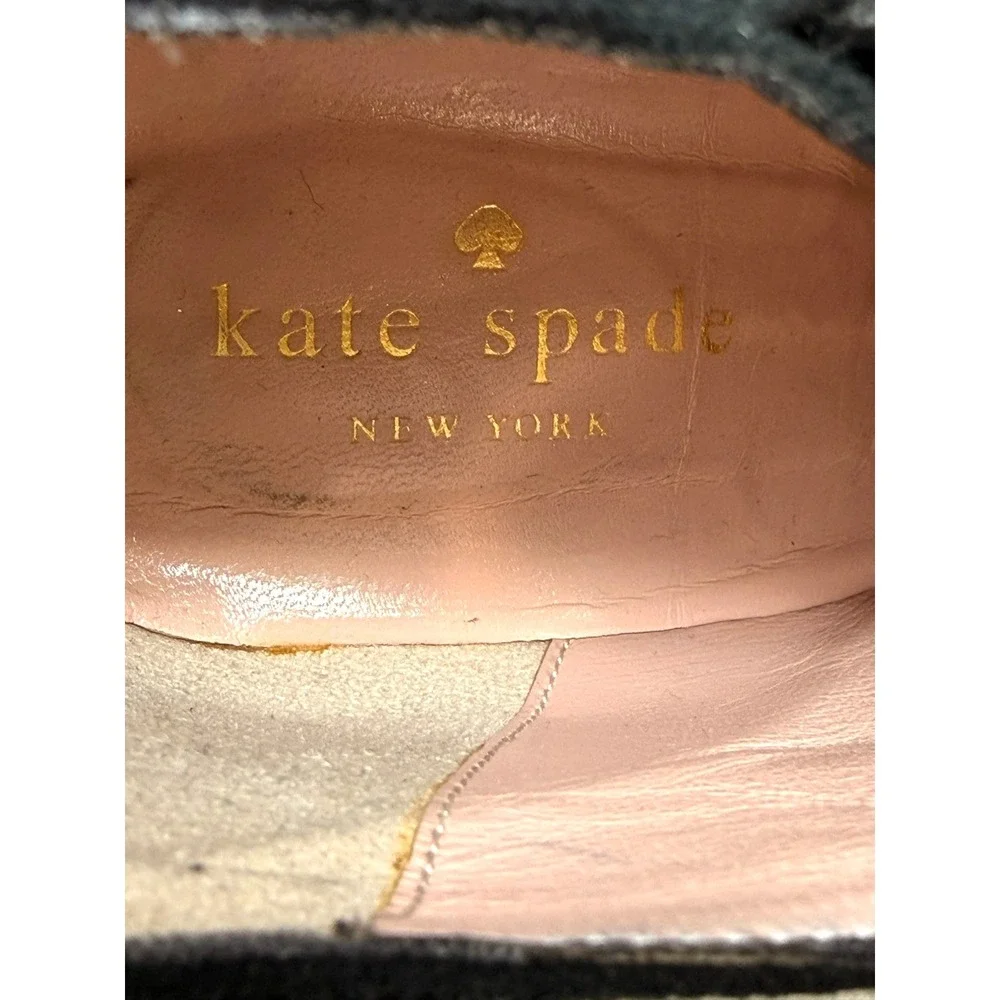 Kate Spade New York Black Suede Ankle Booties Block Heel Women's Size 7 B Italy